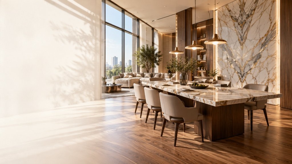Luxury architectural interior featuring premium surfaces
